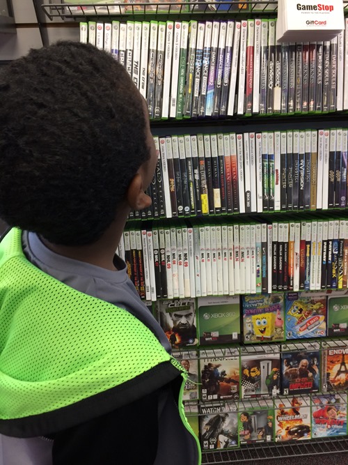Shopping for video games at Gamestop