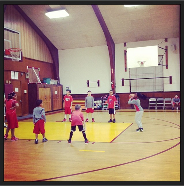 Z.E.N. at the foul line taking a foul shot.
