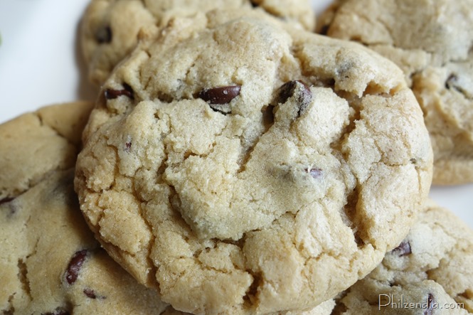 Clos up of the best chewy chocolate chip cookie