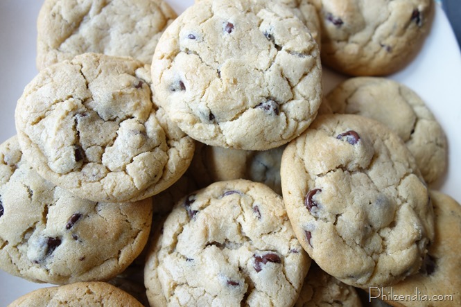 Plate full of chewy chocolate chip cookies