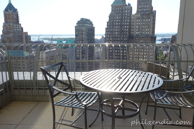 terrace views from one bedroom Terrace Suite  at Marriott Brooklyn Bridge