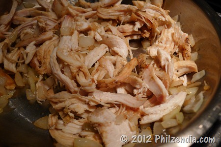 Easy Quesadillas Recipe - sauteing the onions and chicken