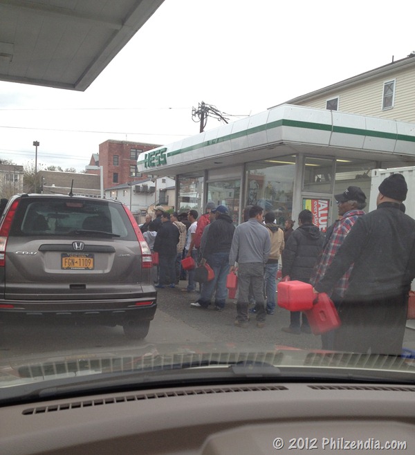 The need for gas was very great. Here you can see people waiting on line with gas cans