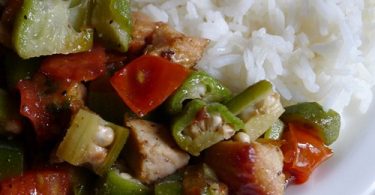 sauteed pork and okra meal