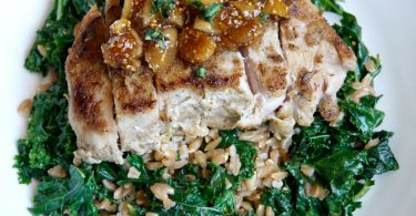 seared pork chops and fig compote