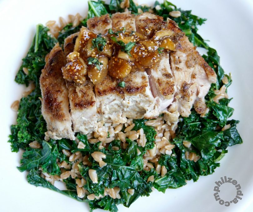 seared pork chops and fig compote